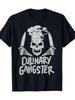Culinary Gangster Chef Skull And Knife Graphic T Shirt Soft Cooking Apparel with Knife Detail, Casual Culinary Tee for Chefs, Sizes S 3XL (Black) for 