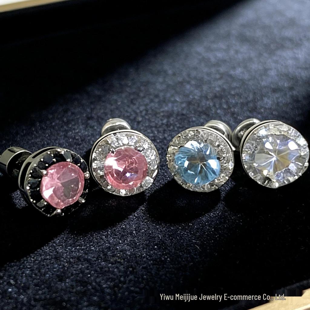 Luxury Cubic Zirconia Conch Stud Earrings with Screw Flat Design