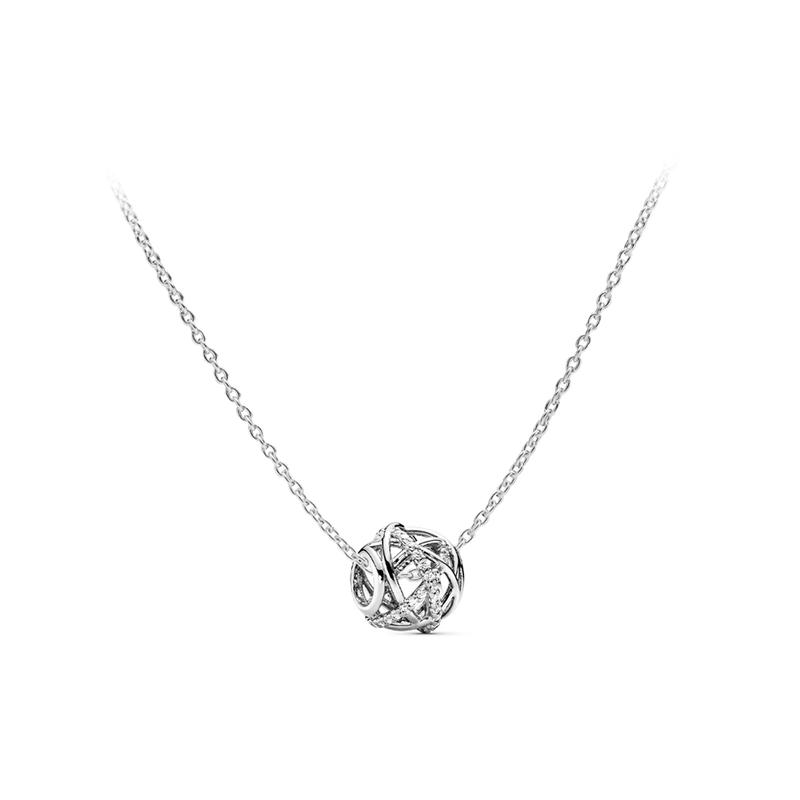 Pandora Hollow Galaxy Set 925 Silver Synthetic Cubic Zirconia Necklace Men and Women Same Style Couple Style ZT2024102510A серебряный