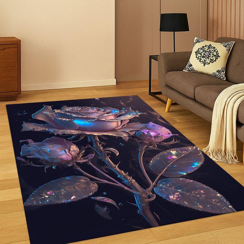 Romantic Rose Flower Daisy Cartoon Carpet Rug for Bedroom Living Room Sofa Playroom Doormat Home Decor,Kid Area Rug Non-slip