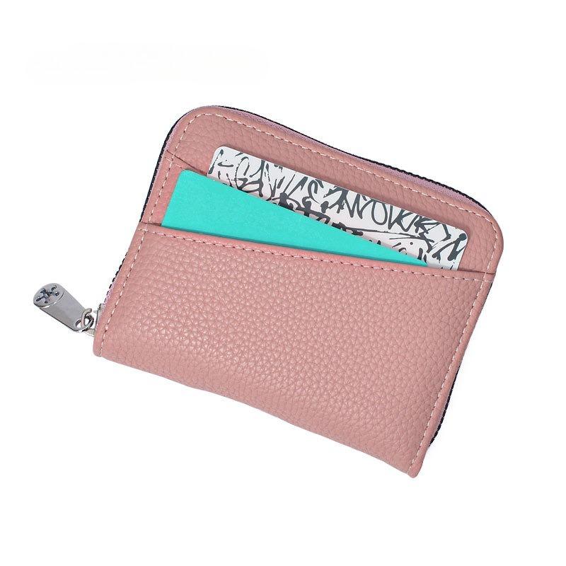 New Women's Zipper Purse Short Lychee Pattern Fashion Multi-Card Slot ID Card Holder Coin Zipper Purse for Women Portable Purse