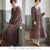 Maternity Volume Tiered Floral Long V Black Floral 10131202 [ANGELIEBE] Dress, Sleeves, Hem, Pattern, Dress, Prenatal, Postnatal, Lined, Sleeve, Neck,