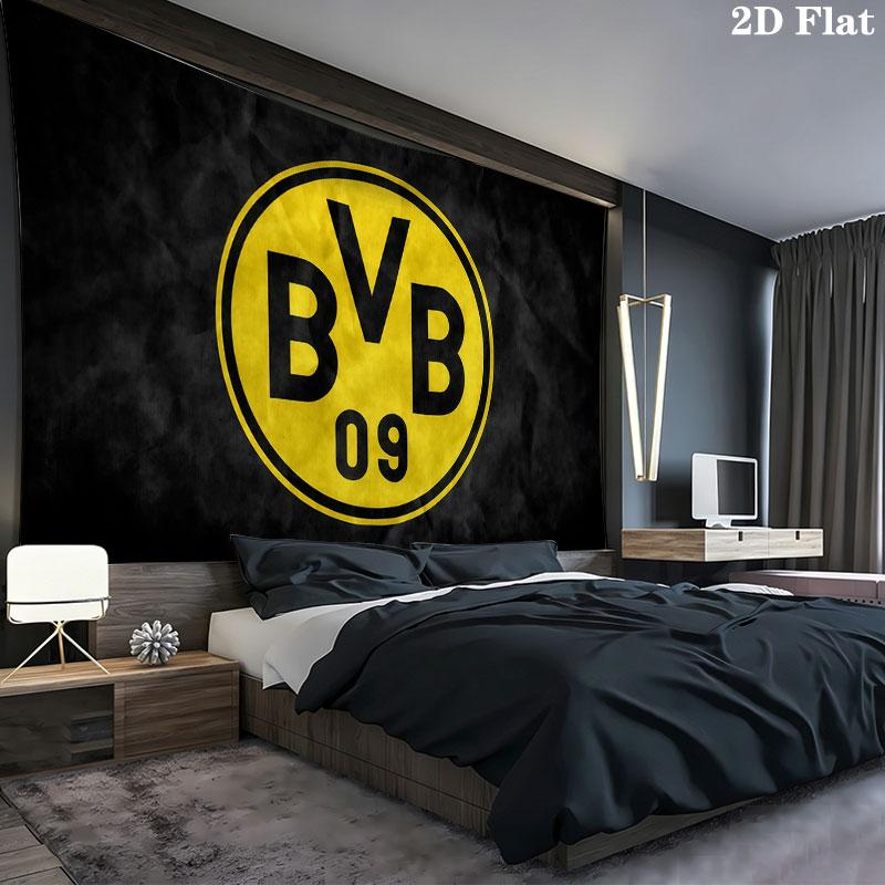 Arazzo da parete Borussia Dortmund, coperta in tessuto stampato estetica, adatta per camera da letto, soggiorno e decorazione domestica.