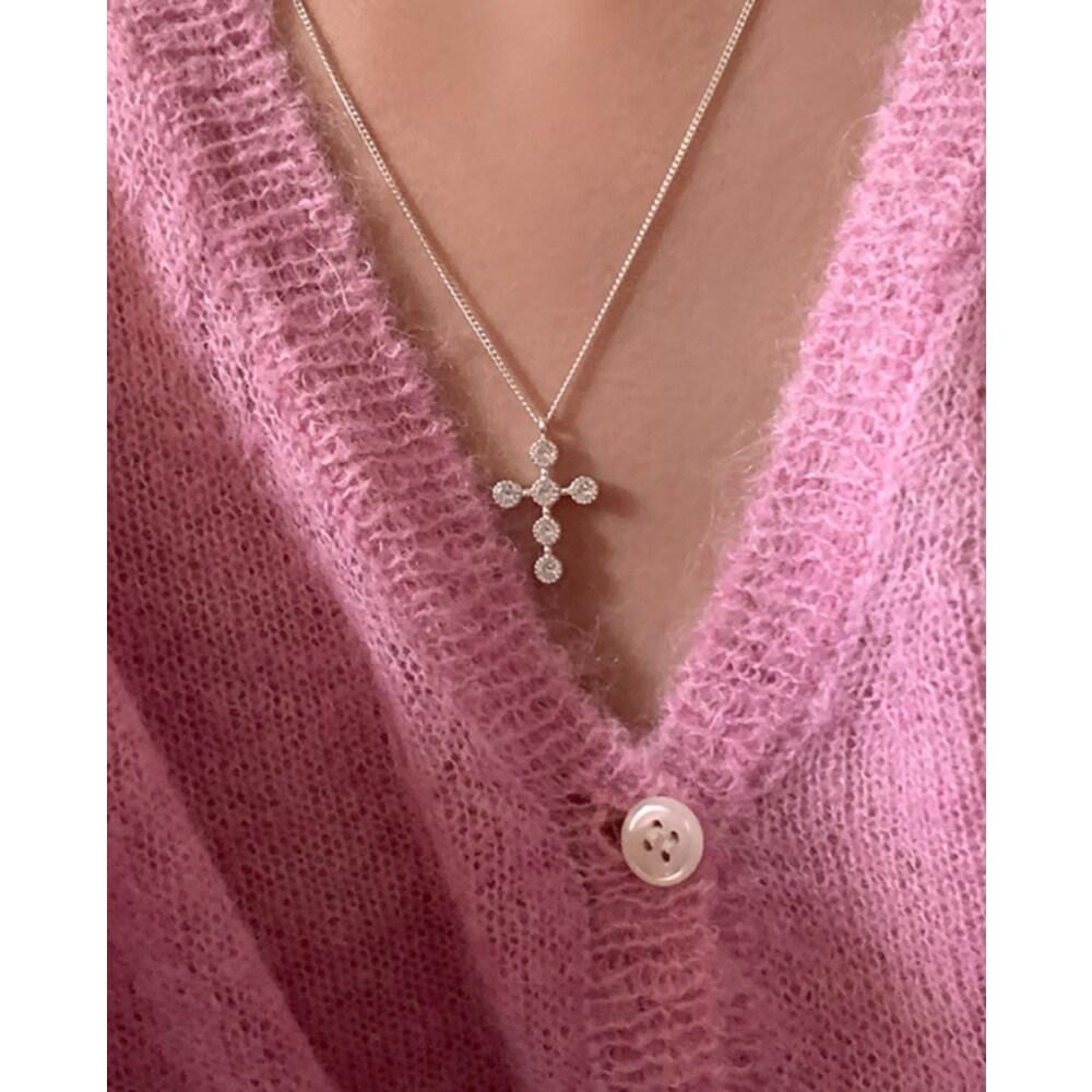 [925 Silver] Cubic Rood Necklace A 14