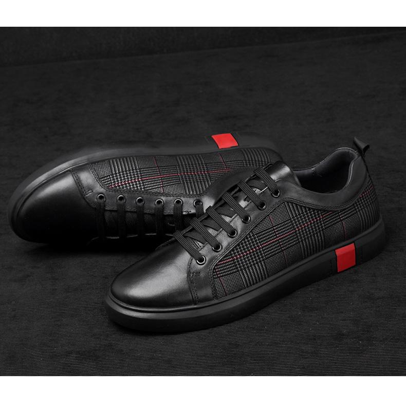 Scarpe in Vera Pelle Uomo Sneakers Nere Ins Marca di Moda Scarpe Uomo Pelle di Mucca Calzature Maschili Taglia Grande 45