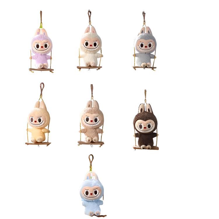 POP MART Labubu Wood Workshop Collection Swinging Plush Pendant Mystery Box Mystery Boxes, Single Mystery Box