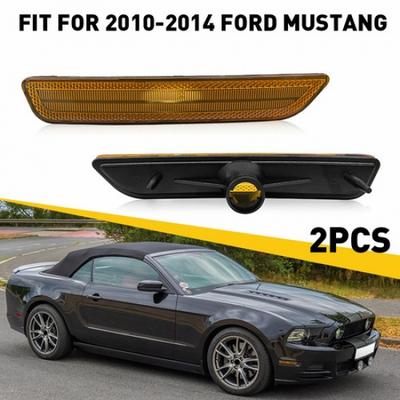 For 2010-2014 Ford Mustang Amber Front Bumper Side Marker Lights Lamps Covers EV