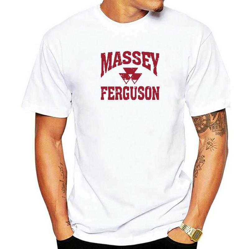 GUOYAN TOP Heren mode T-shirt Massey Ferguson Grijs Verweerd Logo T-shirt Ronde Hals Katoen Basis Kort Gebreide Top Kleding vrouwen 3XL