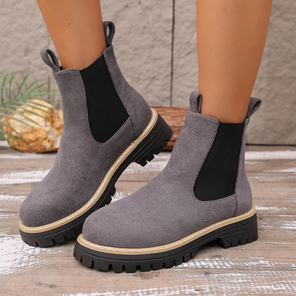 Martin Boots 2025 New Round-toe Fashion Leather Boots Matte Mid-Top Chelsea Boots Fashionable Casual Versatile Women's Boots