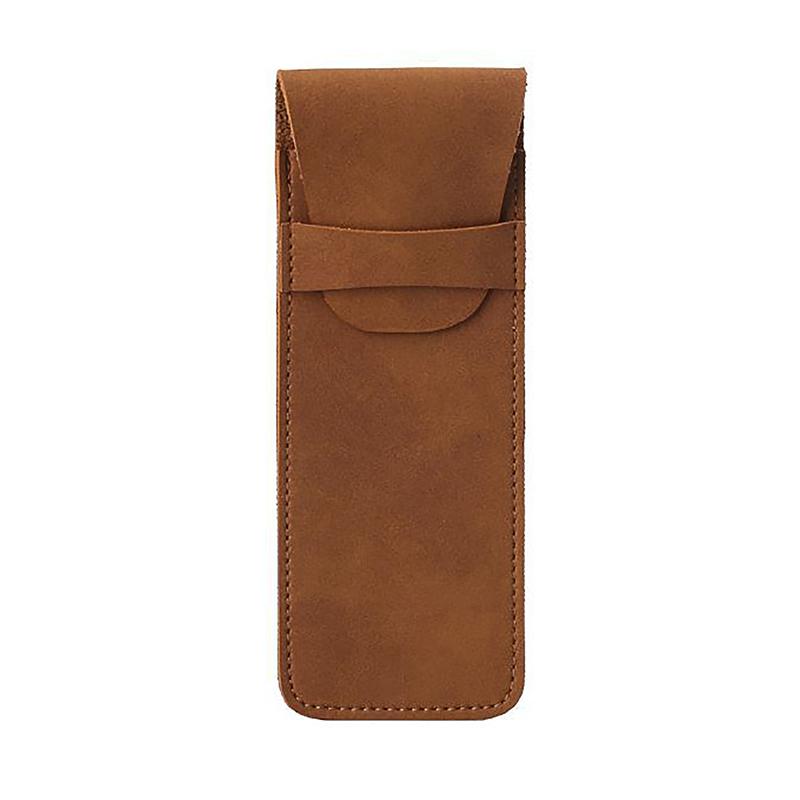 

Винтажный кожаный пенал портативный карманный чехол для ручек мини-сумка для хранения канцелярских принадлежностей для деловых поездок студентов офисные принадлежности коричневый