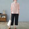 Mom's Trendy Ethnic Cotton Linen Slimming Two-Piece Summer Set
