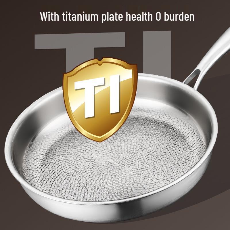 Padella Piatta in Titanio: Non rivestito, Antiaderente, Rimovibile, Compatibile con fornelli a gas, Realizzato in lega di titanio. Perfetto per Bistecche e Cucina Casalinga.