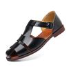 Men'S Handmade Leather Closed Toe Roman Sandals Breathable Casual Low Heel Outdoor Beach Shoes Designer Sandals