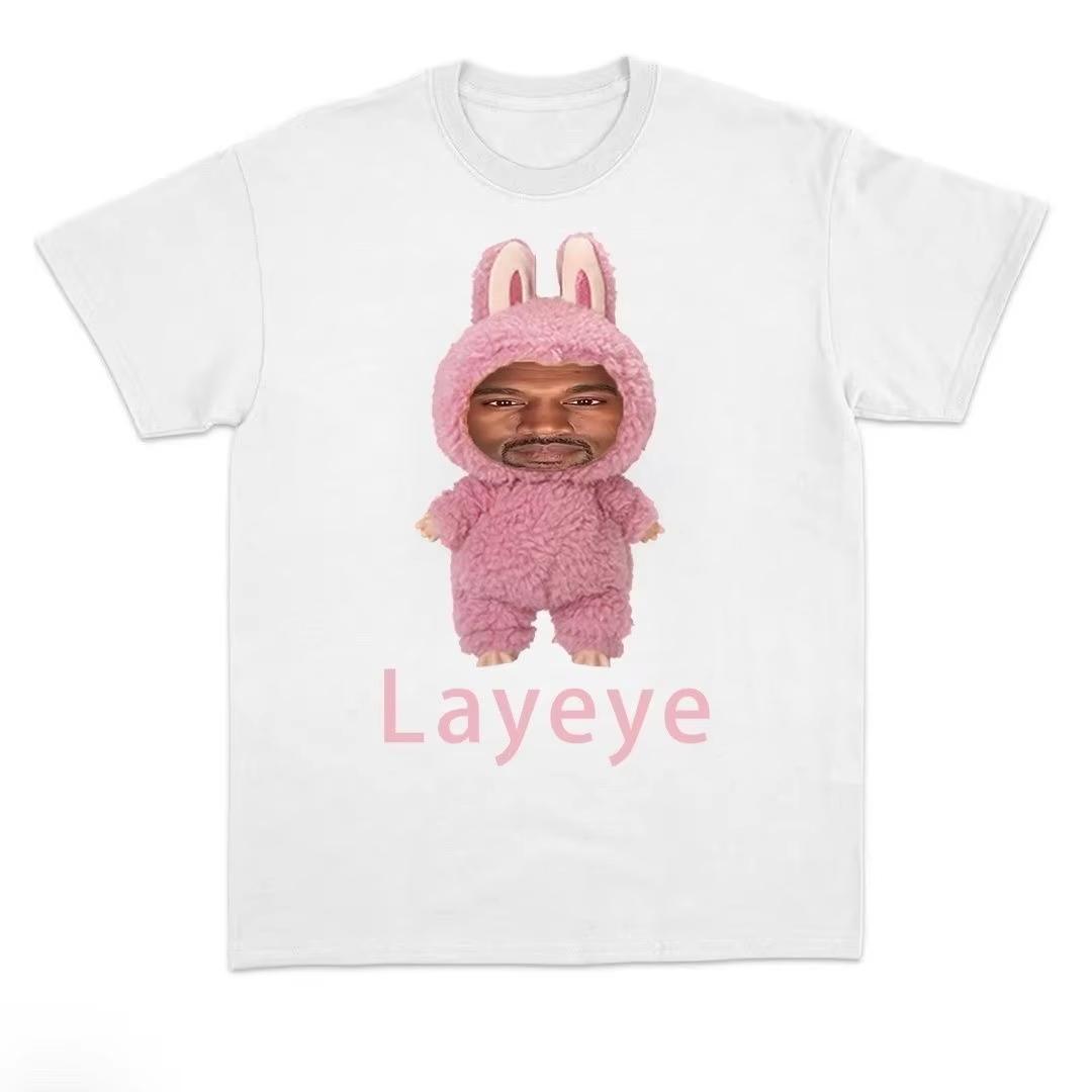 

Parody Kanye Layeye T-shirt Creative Short-sleeved Pure Cotton Fun and Funny T-shirt for Both Men and Women Fashion Loose Top S