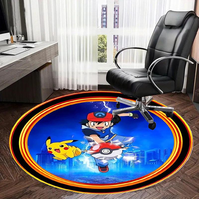 1pc Pokemon Adventure Round carpet, Made of Polyester,Perfect for Decorating Office Chairs, Living Rooms,Vibrant Decorative Rug