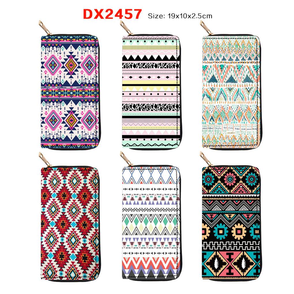New Simple Ethnic Style Long Zipper Wallet Plaid Wallet Pattern