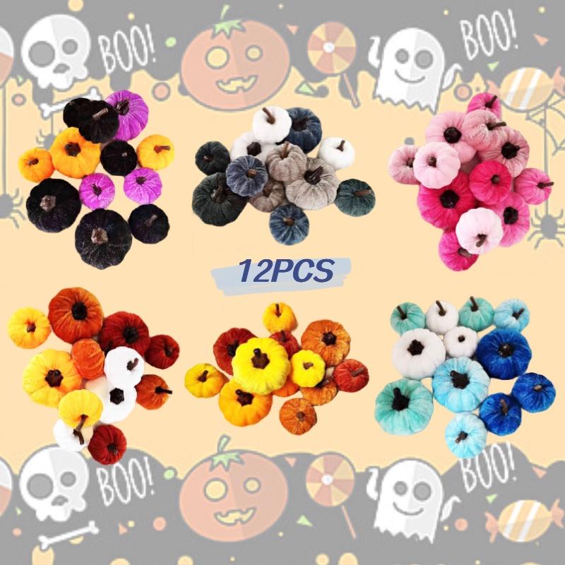 High-quality Cloth Pumpkin Thanksgiving Foam Fake Pumpkin Halloween Hot Selling Pumpkin Props White Orange Set Of 4 Large And 8 Small