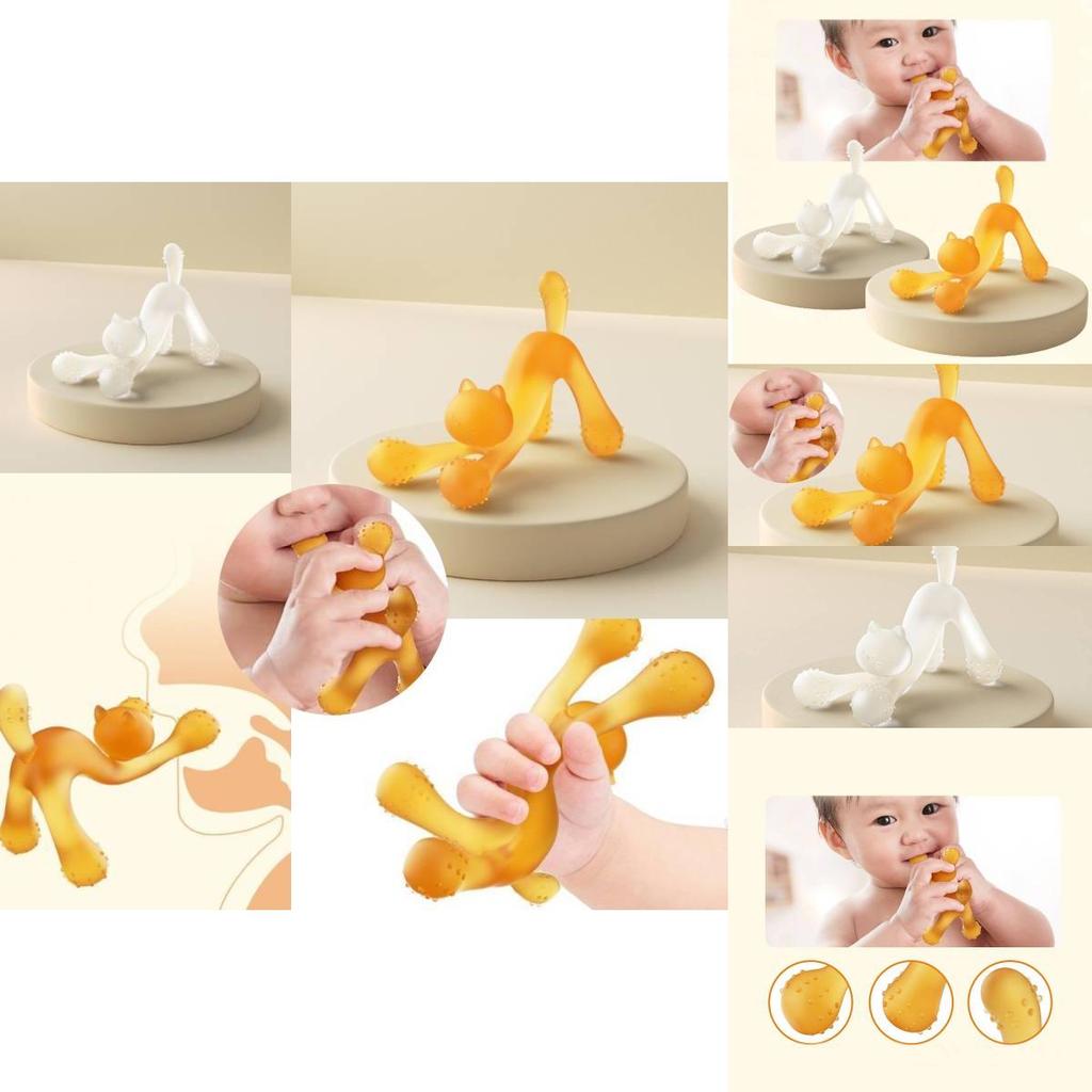 Cute Cat Teething Toy For Babies Made Of Safe Silicone Material
