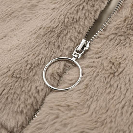 Kadın Peluş Fermuar Hırka Şık Rahat Trendy İşe gidip gelme Tasarımı Zarif Düz Renk Sonbahar Kış Ceket
