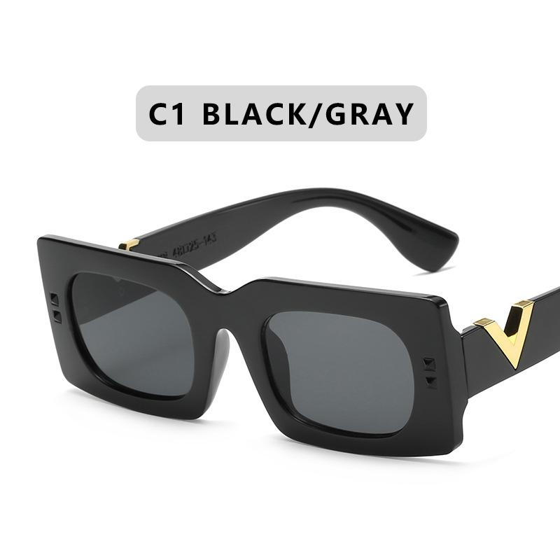 

Ретро солнцезащитные очки в оправе «кошачий глаз», женские роскошные солнцезащитные очки с V-образным вырезом, мужские модные прямоугольные очки Y2K UV400 C1