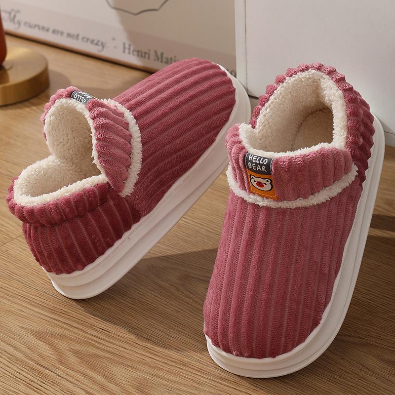 Cotton Shoes for Men and Women In Winter, with A Bag Heel and Velvet for Indoor Warmth, Thick Soled Cotton Shoes for Men