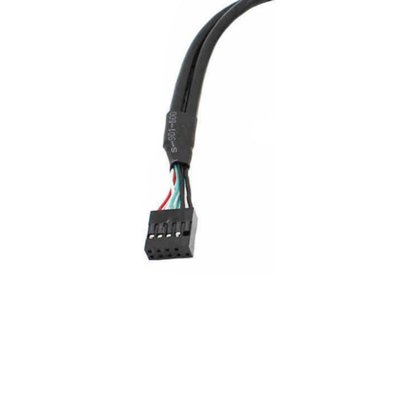 9PIN to USB Cable 9Pin 2.54mm 2.0mm to Dual USB2.0 A Female Plug Converter with Screw Hole Lock Panel for Motherboard Mount Cord