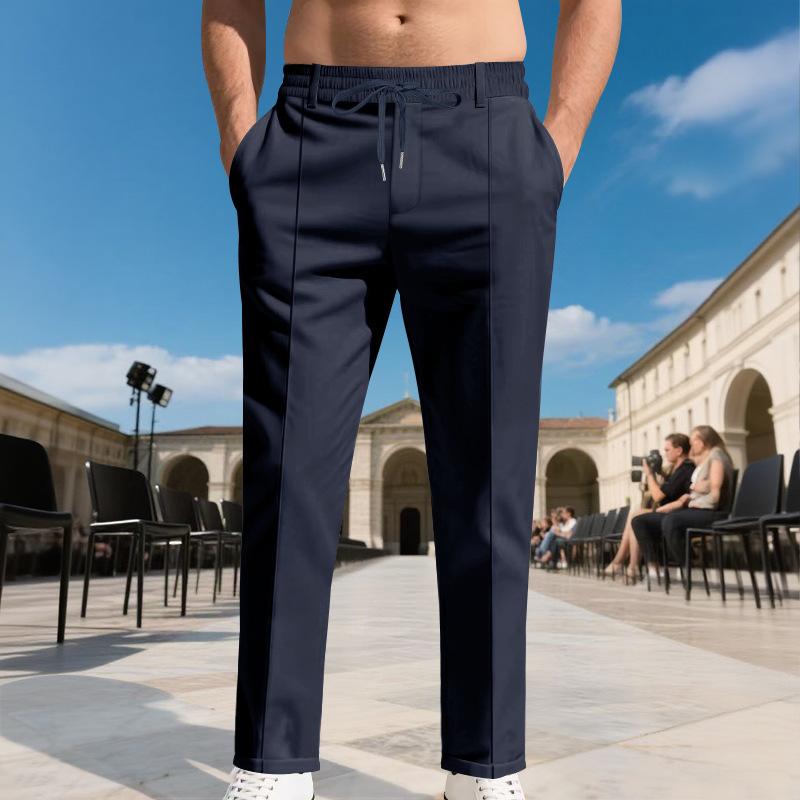 Men's Solid Color Large-Sized Form-Fitting Business Casual Pants Simple Design for Professional And Everyday Wear