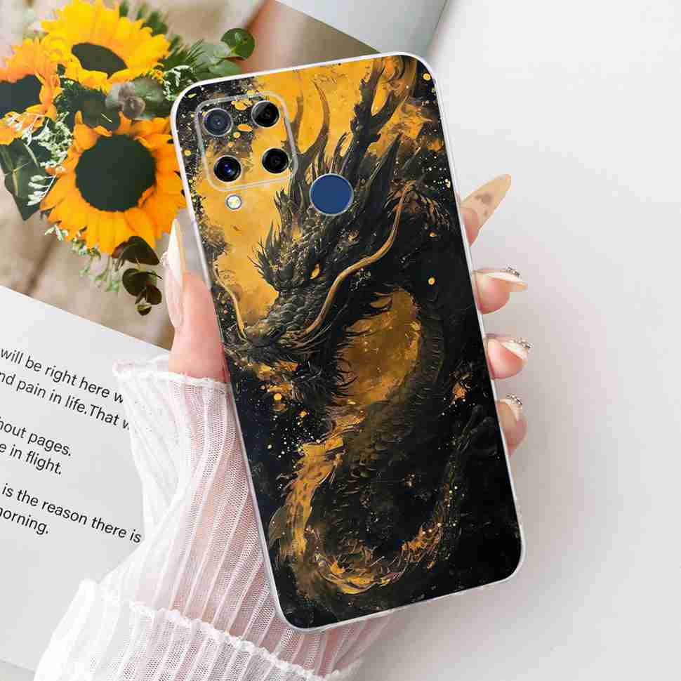 For Realme C20 Case Soft Funda Blue Butterfly Painted Cover For Oppo Realme C15 c20 C 20 15 Phone Bumper RealmeC15 Case Coque