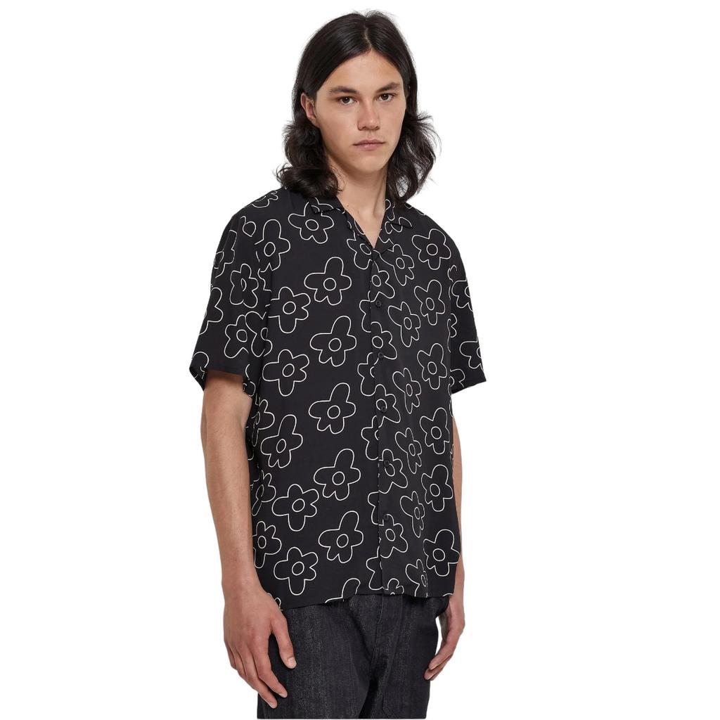 Urban Classics Mens Flower All-Over Print Resort Shirt