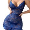 Mesh Printed Transparent Lace Strap Nightgown Set For Women's Underwear