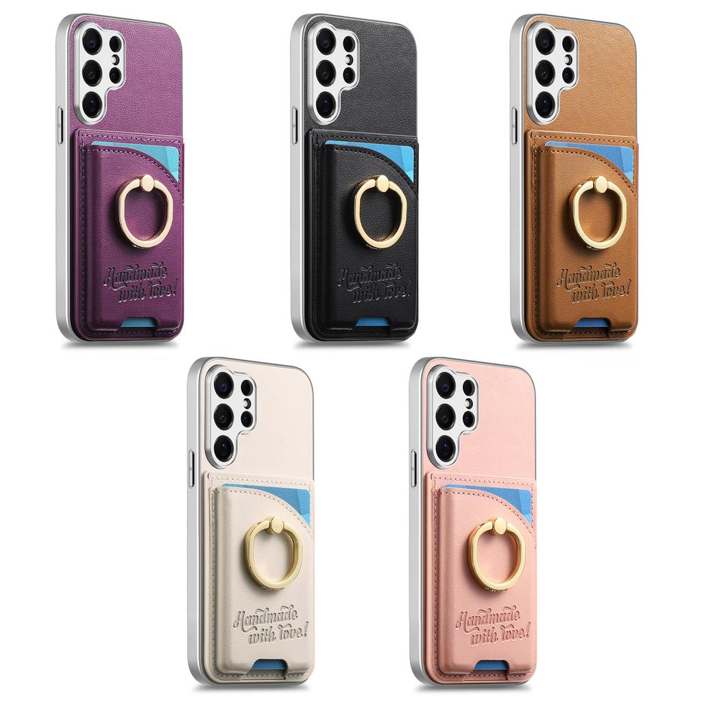 Luxury Ring Holder Cards Solt Leather Case for Samsung S26 Ultra S25 S24 Plus A18 A07 A17 A37 A57 A16 A26 A06 Shockproof Cover