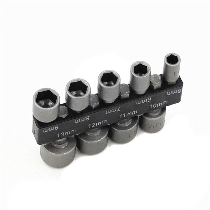 9Pcs 5-13mm 1/4 Inch Nut Driver Socket Adapter Metric Socket Impact Drill Bits