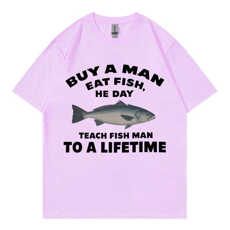 Buy A Unisex Eat Fish Funny Meme T Shirt High Street Fashion Trend Short Sleeve Tshirts Unisex Unisex Casual 100cotton Summer Tshirt