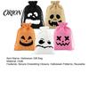 Linen Gift Bags for Kids 5Pcs Halloween Candy with Drawstring, Funny Ghost Pumpkin Print Pouches Party Favors And Trick or Treat Sacks, Decorative