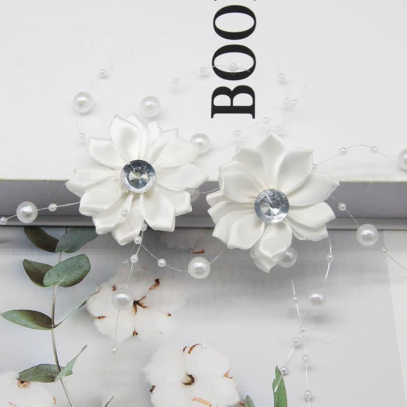 2Pc Korean Headdress Bridal Head Flower Small Wrinkle Chrysanthemum Rose Flower Handmade Jewelry Wedding Dress Disc Hair Dancing Hairpin