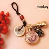 Mosazný přívěsek Pixiu Zodiac Key s pěti císařskými mincemi a pleteným provazem Fortune