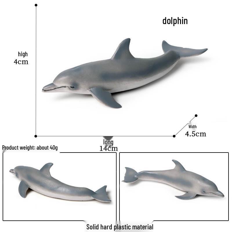 Marine Animal Simulation Model Figures: Shark, Dolphin, Hammerhead, Crab, Squid, Starfish for Kids' Education