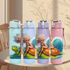 1PC Turtle Mermaid Ocean Wave Scene 750ml Color Plastic Sports Water Bottle Leakproof Flip Straw Lid Suitable for Sports Office Home Use