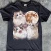 Ragdoll Cats Howling Moon Graphic Tee, Fluffy Feline T-Shirt, Distressed Animal Shirt