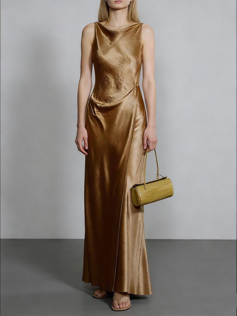 Vestido Europeu de Deusa em Acetato com Fenda Haute Couture para Casamentos, Festas e Eventos Formais