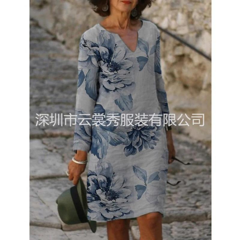 BITCED Fashion Autumn Winter Long Sleeve V-Neck Casual Dresses