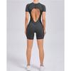 European And American Three-dimensional Beauty Sports One-piece Yoga Clothes One-piece Tight-fitting Short-sleeved Halter One-piece Fitness Clothes