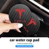 For Tesla 2pcs Car Coaster Water Cup Slot Non-slip Mat Carbon Rubber Pad Model 3 Y S X Roadster