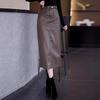 Women's High-Waisted Leather Pencil Skirt, 2025 New Autumn/Winter Collection, Plus Velvet, Thickened, Long, Hip-Hugging.
