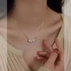 Zircon round pearl necklace simple high-end temperament clavicle chain French light luxury elegant necklace
