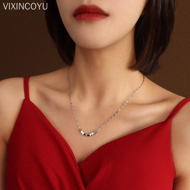 

Ожерелья из титановой стали, женские, геометрические, квадратные, кубические, простые, стильные, модные, колье, цепочка с подвеской, ожерелье для женщин, ювелирные изделия для вечеринки серебряный