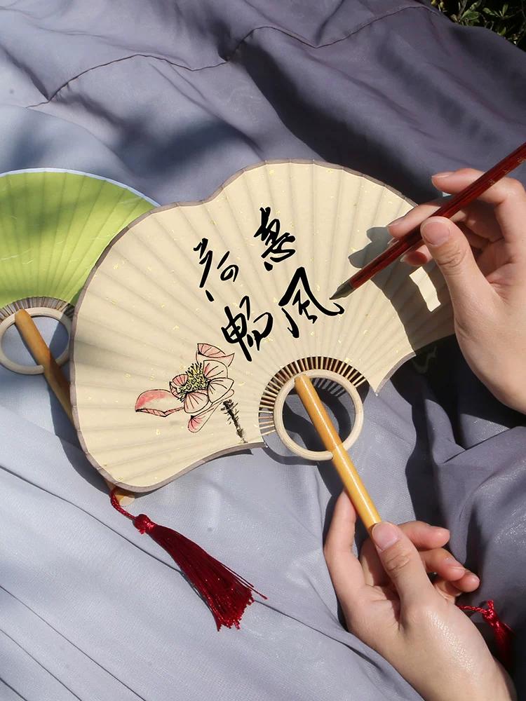 [Flying] Ginkgo Leaf Chinese Ancient Style Fan Circular Fan Waxed Xuan Paper Medium Raw Props Double-Sided Suzhou Temple Fan