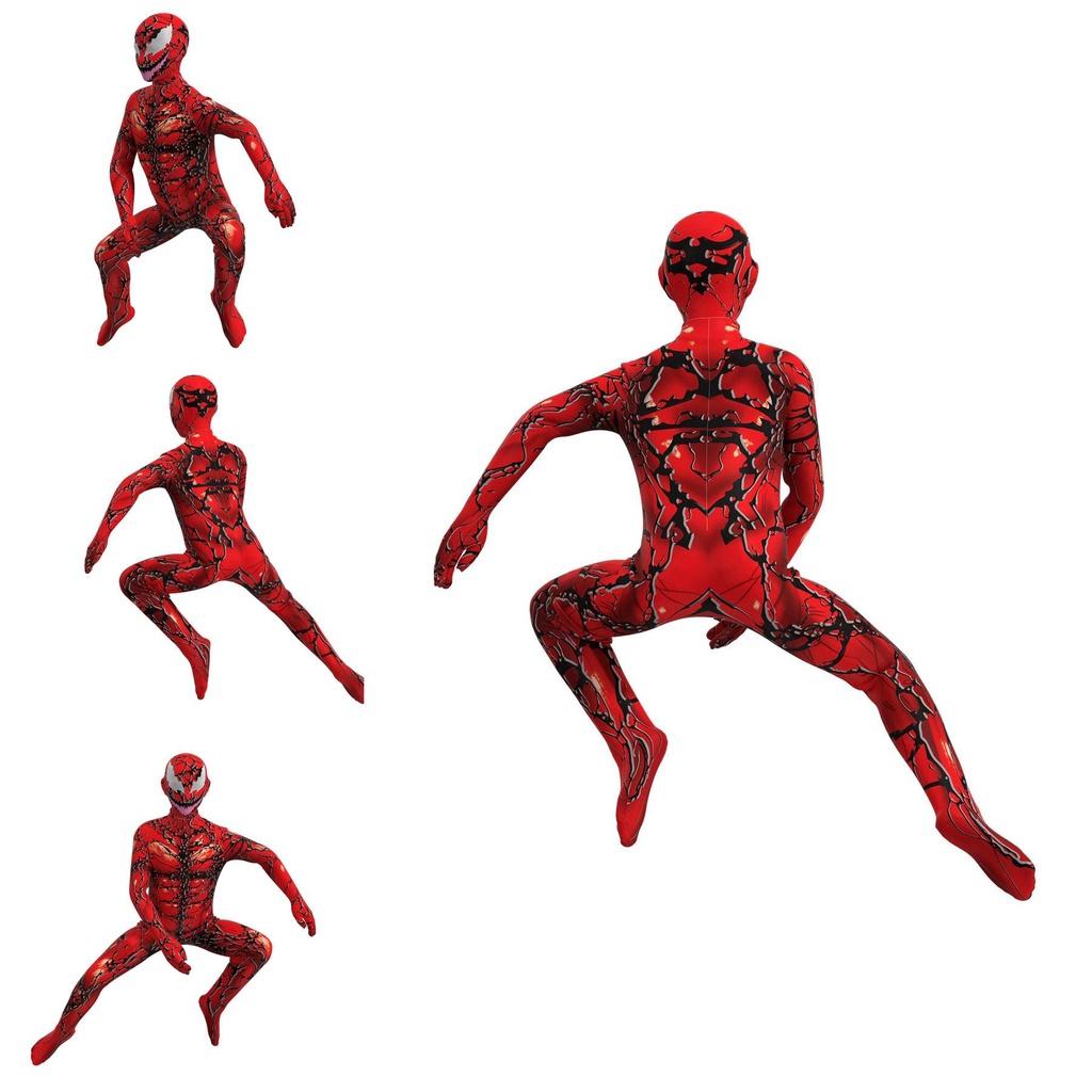 Atemberaubender Kinder Venom Carnage Jumpsuit Rot Ganzkörperkostüm Anzug Für Halloween Cos Performance