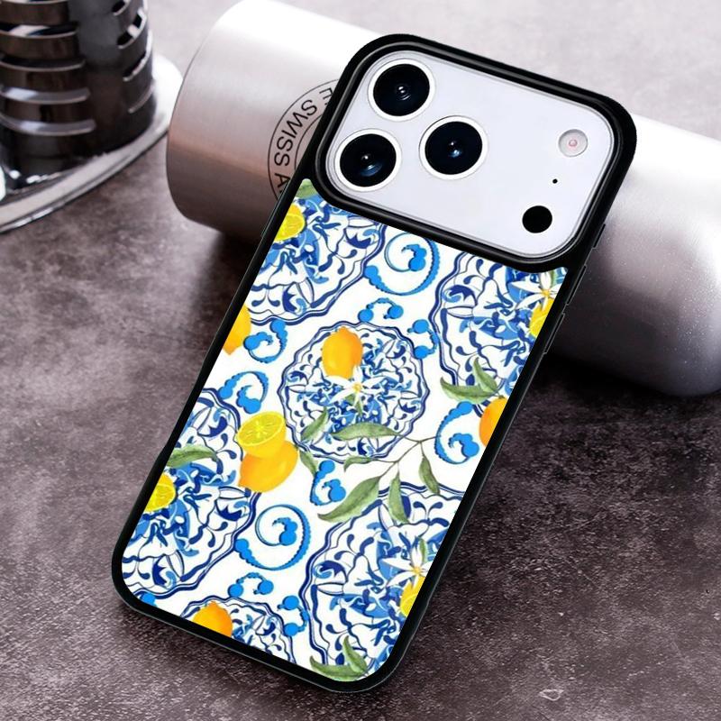 Mediterranean Lemon Phone Case for iPhone 17 16 15 Pro Max Air 14 13 12 11 Plus Shockproof Capa Cover