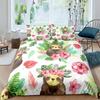 Floral Sloth Cartoon Cute Sloth Duvet Cover Flowers Sloth Animal Cover Kids Boys Girls Gifts Bedding Sets for Bedroom Decortion